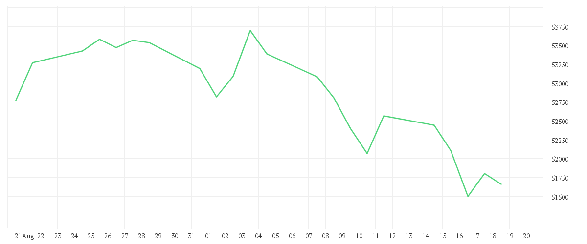 Chart zur Monatsentwicklung von Onemarkets USA 30 index