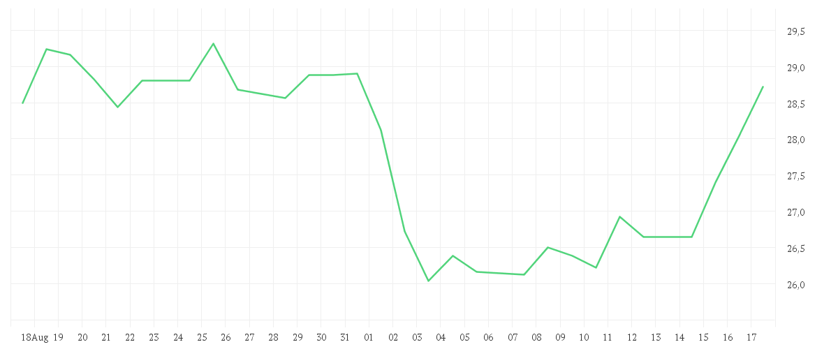 Chart zur Monatsentwicklung von AUTO1 GROUP SE  INH O.N.