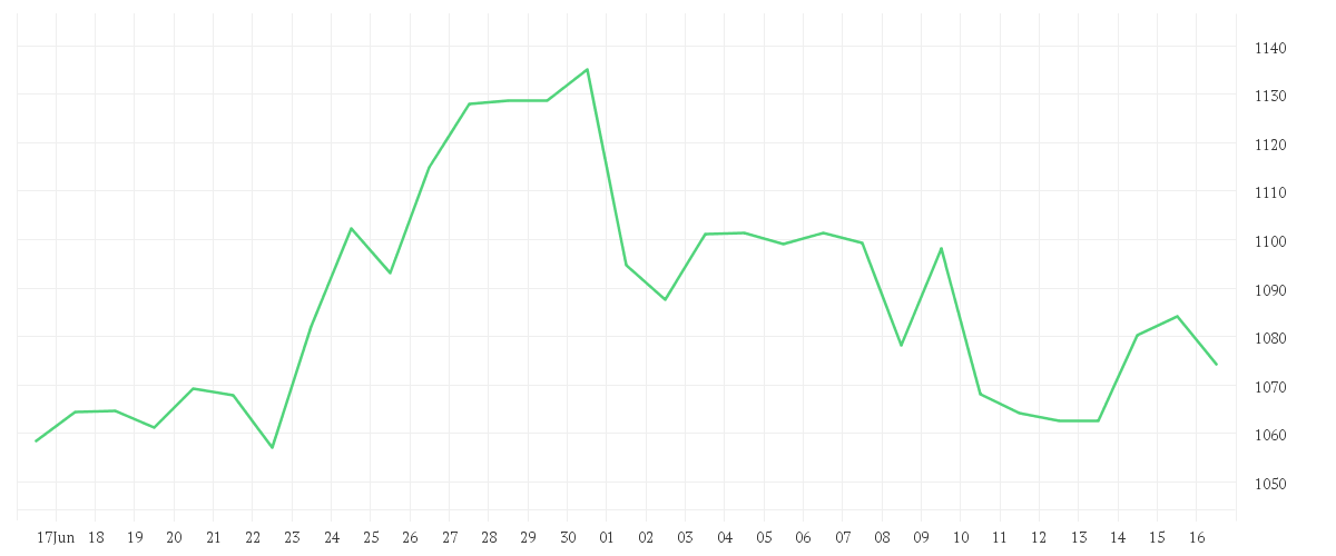 Chart zur Monatsentwicklung von NETFLIX INC.      DL-,001