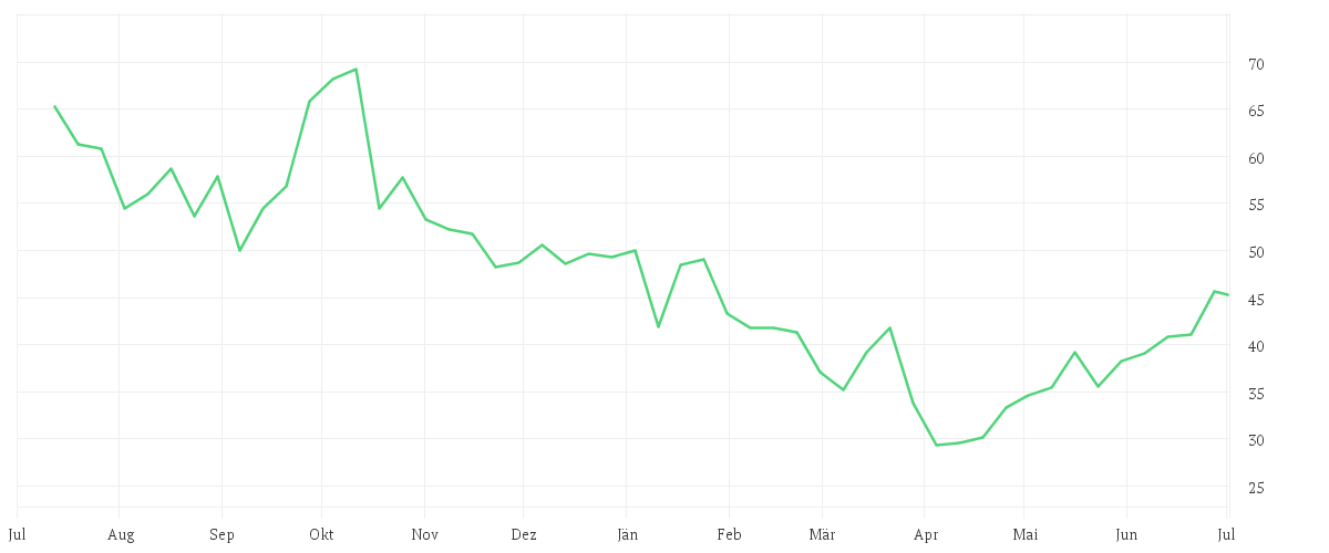 Chart zur Jahresentwicklung von SUESS MICROTEC SE NA O.N.